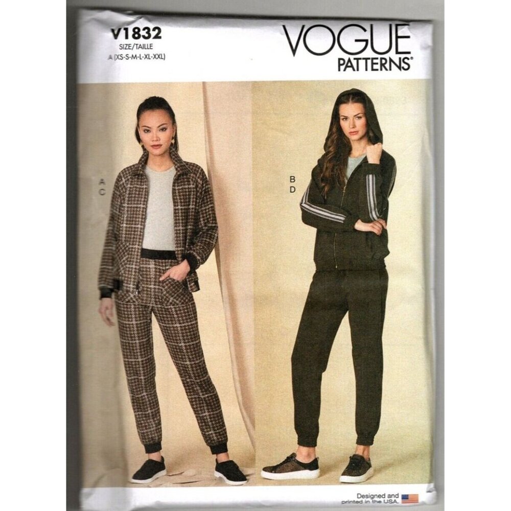 Vogue V1832 Misses XS to XXL Joggers and Jacket Uncut Sewing Pattern 2021